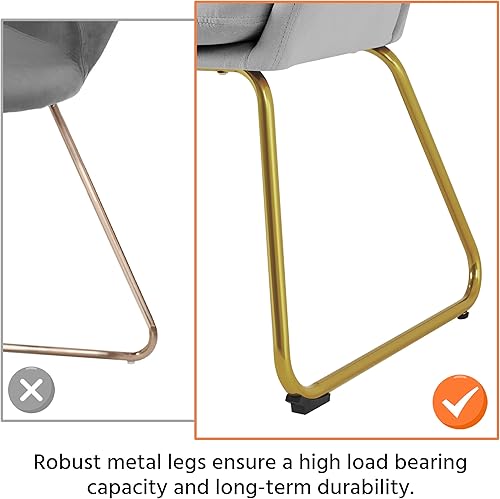 Miniatura 9 de Yaheetech Silla de comedor de terciopelo, sillón en forma de flor con patas doradas, silla lateral tapizada para cocina, comedor, sala de estar,