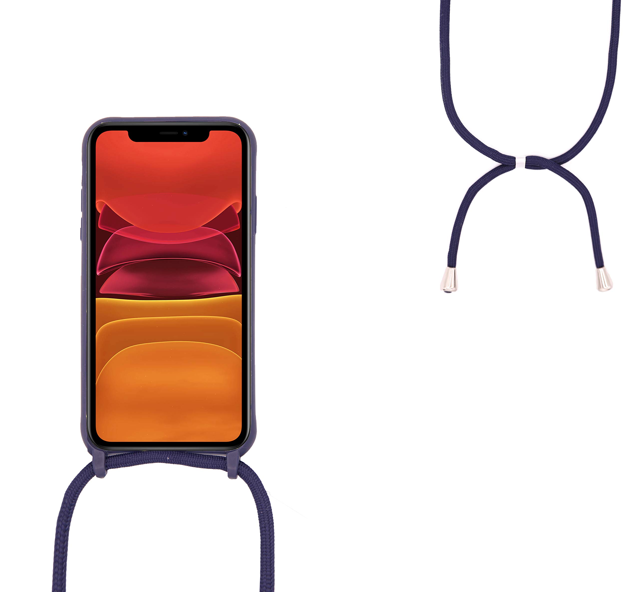 Cover Compatible con iPhone 16 Pro(6.3"),Cellulare Girocollo Custodia con Cordino TPU corda Silicone Case Bumper per iPhone 16 Pro(6.3") Custodia-Rosso - 4