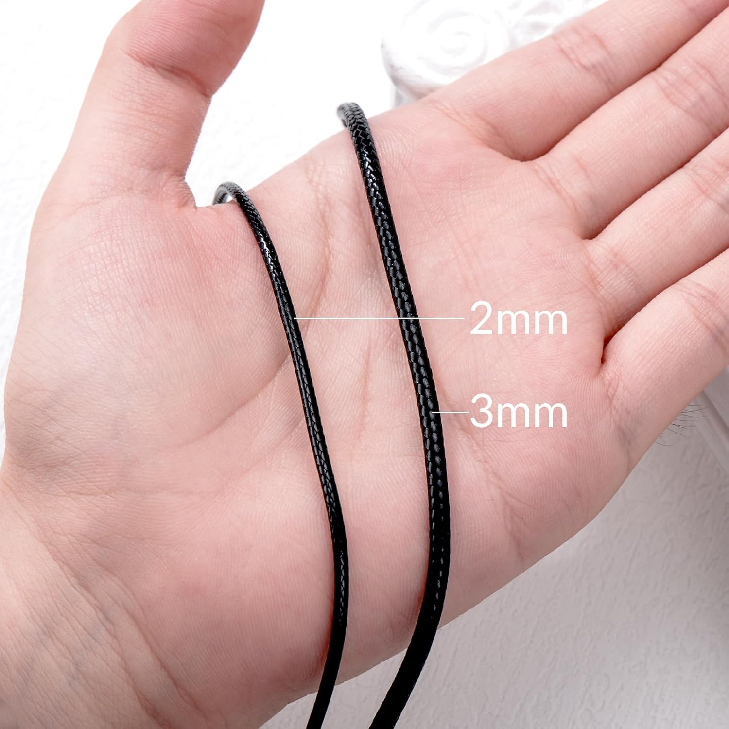 Leather Cord Necklace 2mm 3mm Black Leather Chain with Sterling Silver Lobster Clasp for Men Women - Image 5