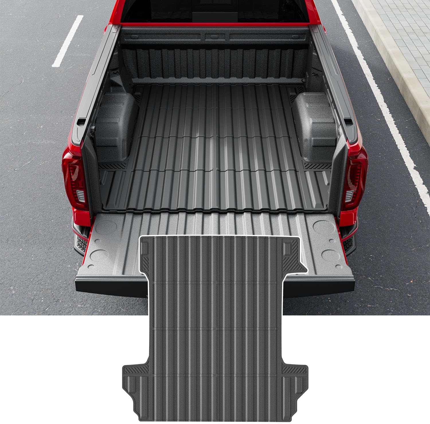 powoq 5.82FT Truck Bed Mat Compatible with 2019-2026 Chevy Silverado GMC Sierra 1500 Truck Bed Liner TPE Cargo Liner Replacement for 2019-2026 Chevy Silverado GMC Sierra Accessories
