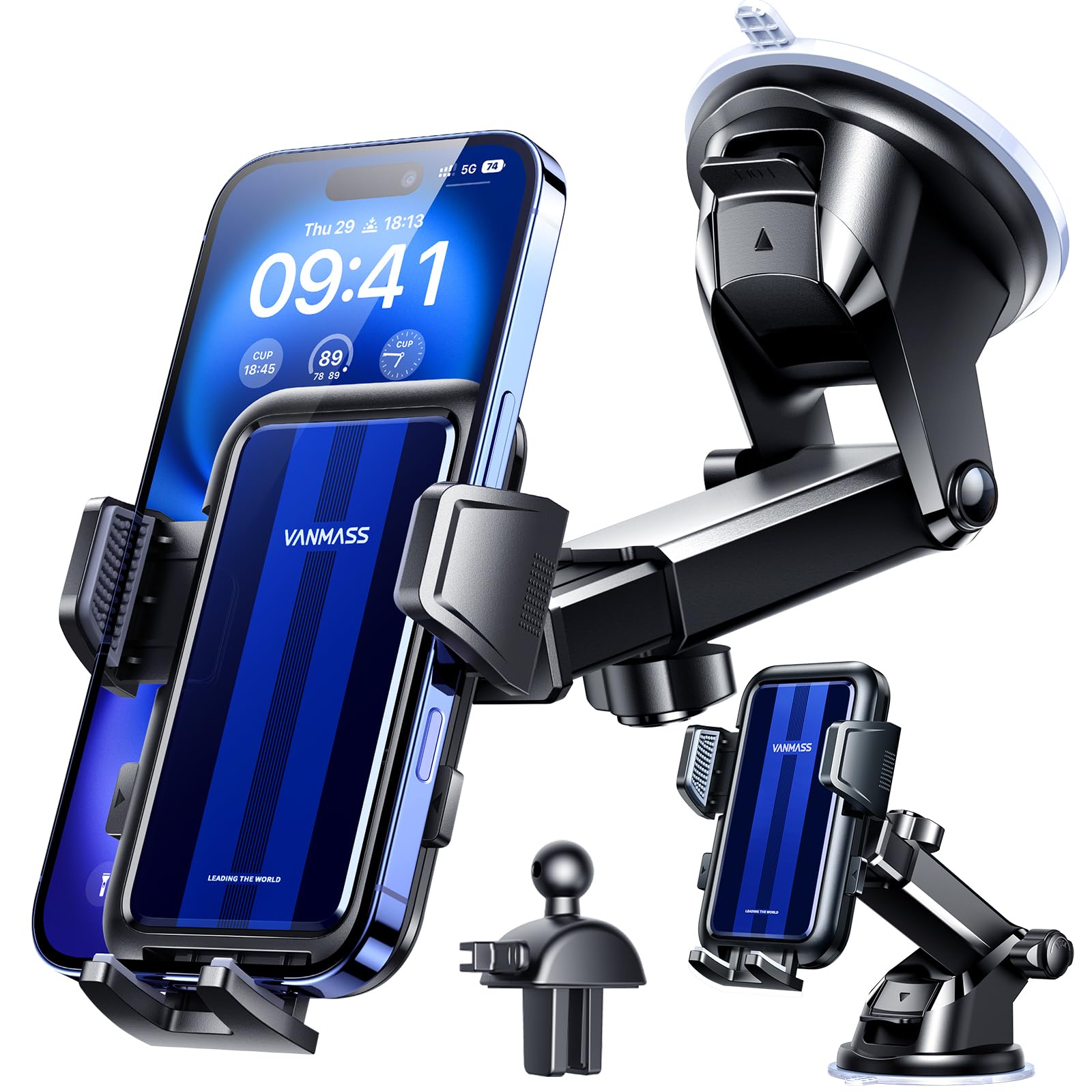 VANMASS 2024【Top Military-Grade】 Phone Holders for Your Car【Ultra Strongest Suction】 Cell Phone Mount Universal Dashboard Windshield Stand Cradle for iPhone 15 14 13 Pro Max Samsung Galaxy Android