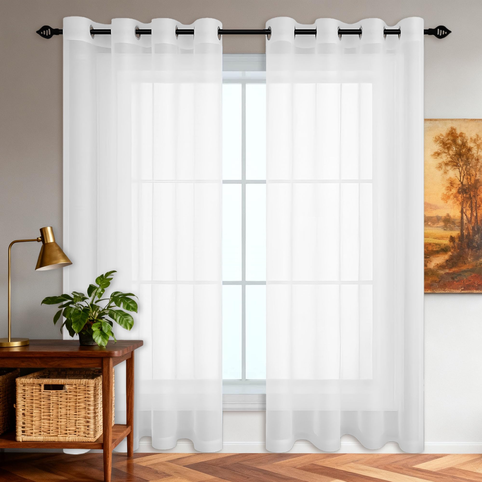 Voilage transparent 250x135 cm idéal pour illuminer le salon ou la chambre