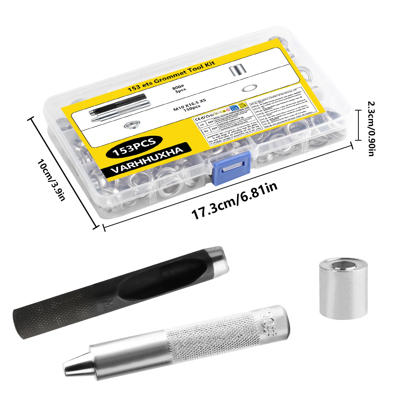 153 Set Grommet Tool Kit, Professional Eyelet Punch Kit 10mm, Grommets Eyelets Punch Kit - Image 3