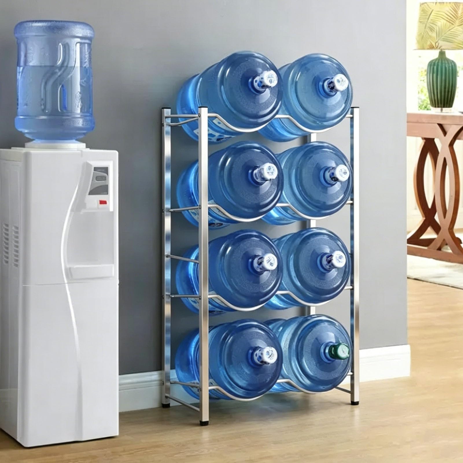 Edelstahl-Eimer- und Wasserflaschen-Aufbewahrungsregal, stabil, stapelbar, langlebig, Organizer für Zuhause, Büro, Lager, Garage