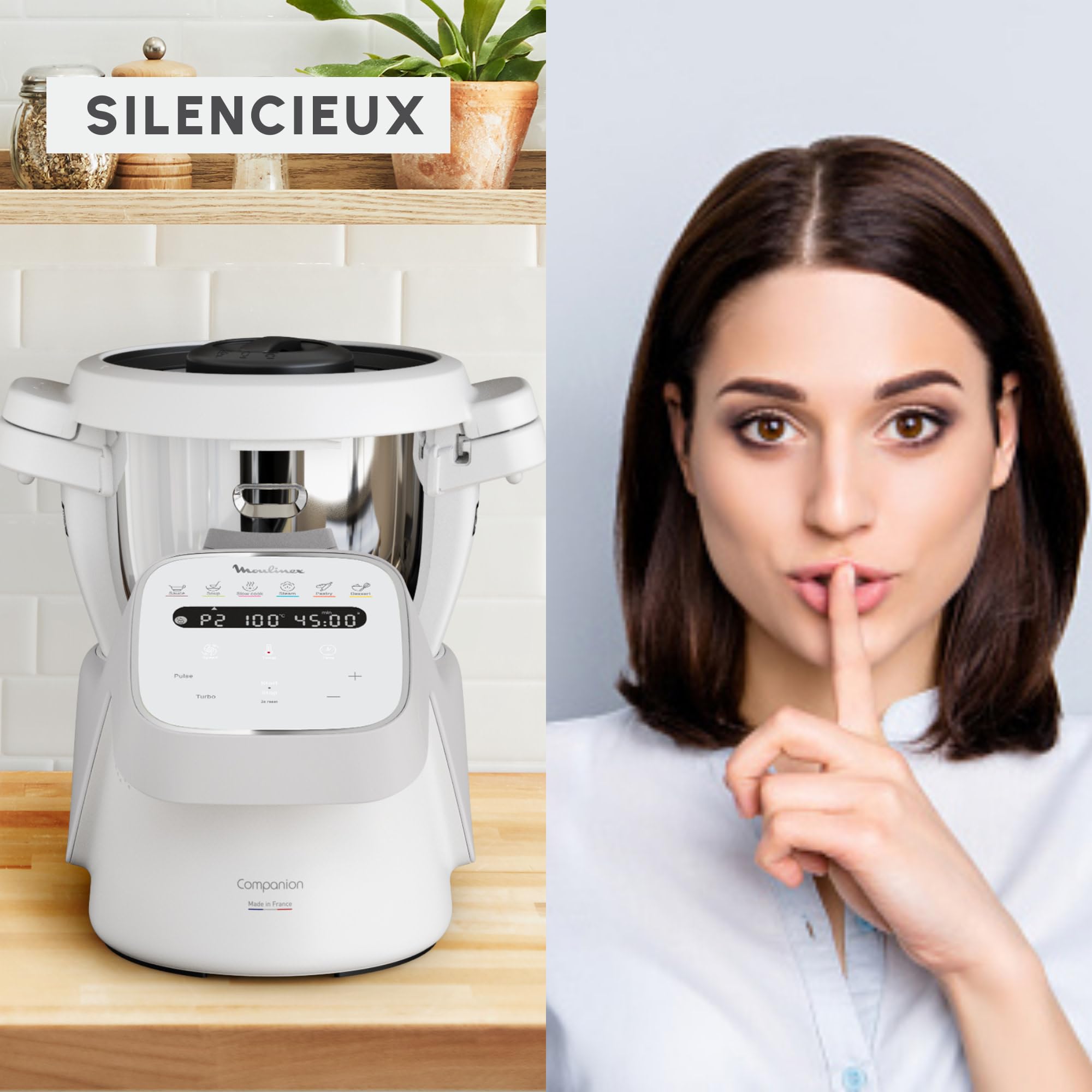 Moulinex, Companion, Robot cuiseur, 14 fonctions, Capacité XL 10 personnes, Gris, Fabriqué en France, Acc découpe légumes, YY5778FG