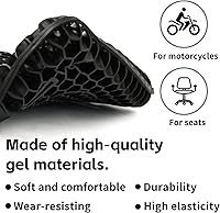 Vista 4 de Motorcycle Seat Cushion, Motorcycle Gel Seat Pad for Riding, 3D Honeycomb Structure Motorcycle Seat Cover for Dirt Bike - Shock-Absorbing &
