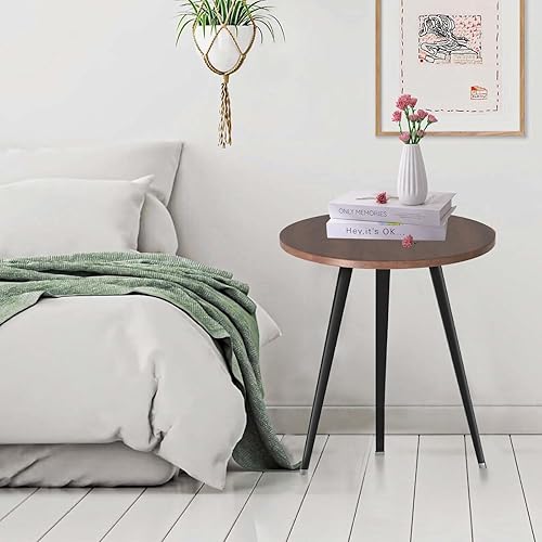 Miniatura 2 de Mesa de comedor redonda de madera moderna con patas de aluminio para cocina, sala de estar, mesa de café, ligera, autoensamblaje, 27.6 x 29.5