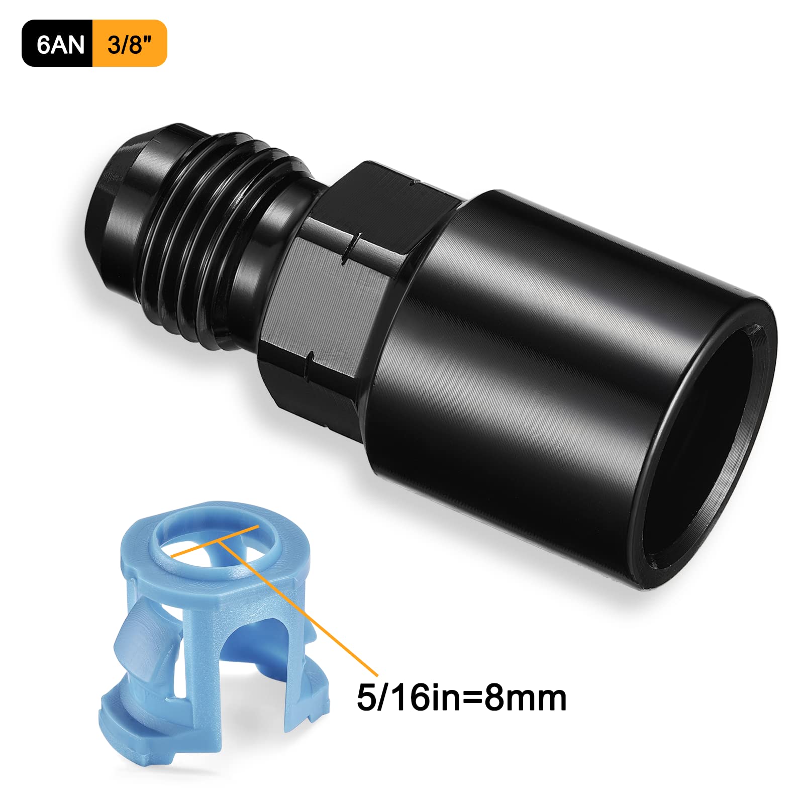 Fuel Adapter 6AN Male To 5/16 SAE Quick Disconnect Female Push On Efi Hose Fitting Aluminum Black