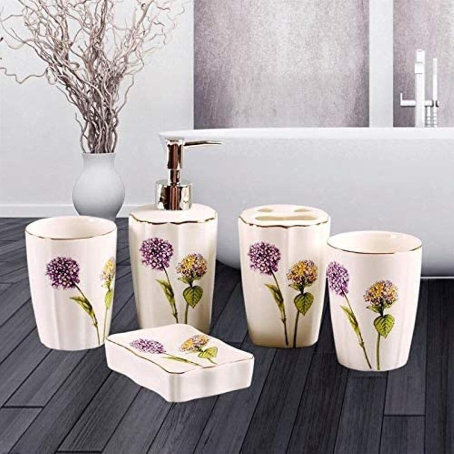 Dispensador Jabón Set Juego De 5 Piezas Set De Accesorios De Baño Dispensador De Jabón De Baño Soporte para Cepillo De Dientes Vaso Jabonera Baño Accesorios
