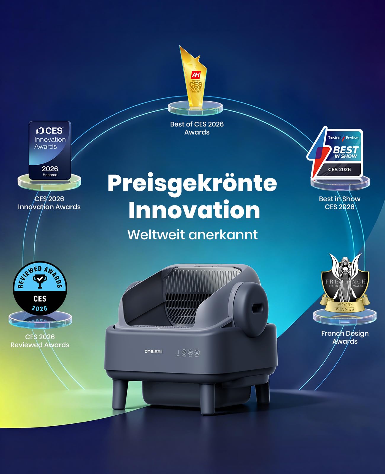 oneisall katzenklo selbstreinigend automatisch offen XXL große Katzen, katzenklo mit EaseClean™ System, selbstreinigende katzentoilette Auto und Manuelle Modi, Ink. katzenklomatte und 40beutel