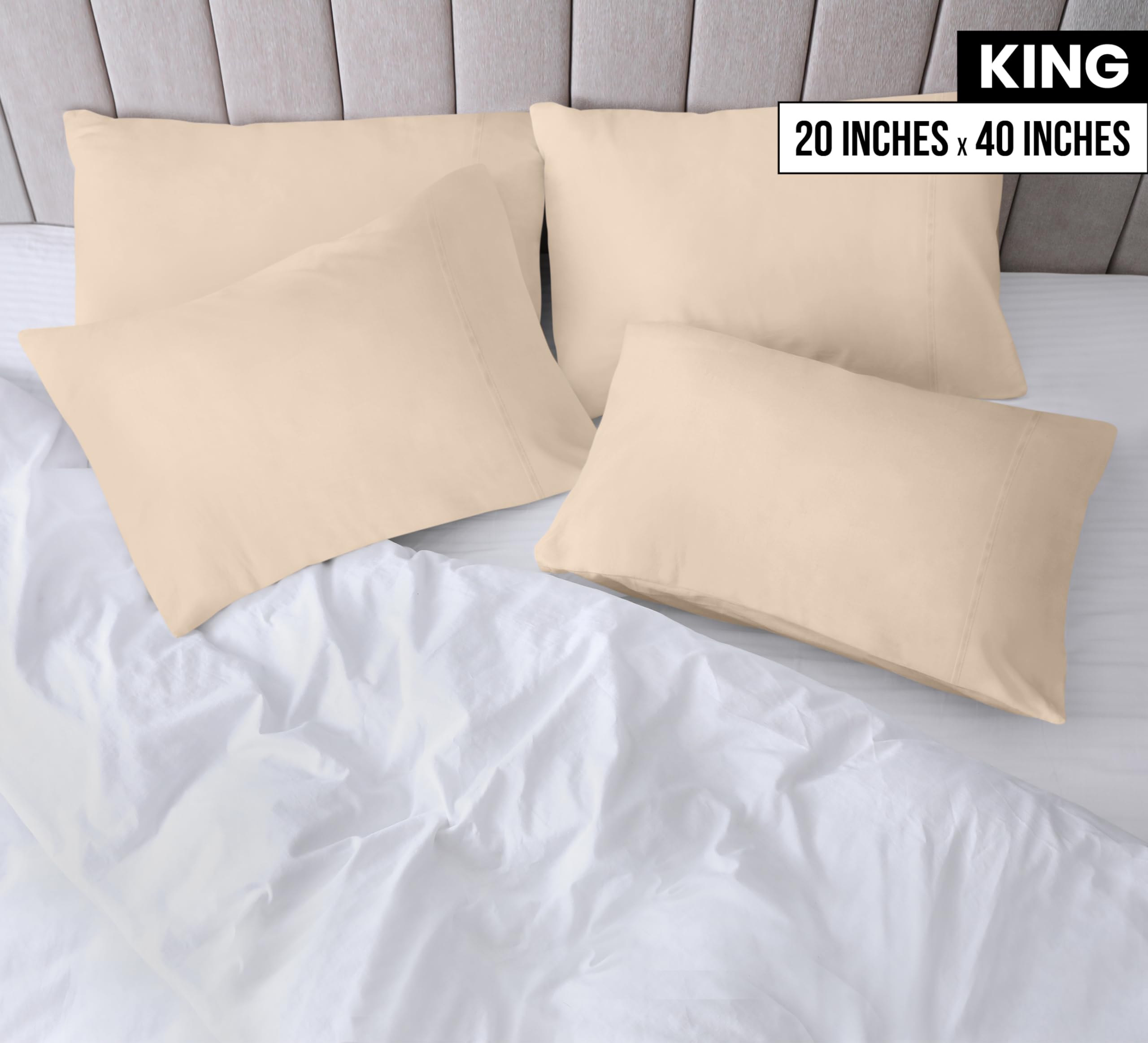 Utopia Bedding King Pillow Cases, 4 Pack, Envelope Closure, Soft Brushed Microfiber Fabric - Image 2