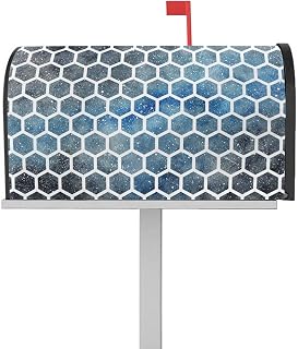 Mailbox Cover Magnetic Moroccan Indigo Gradient Mailbox Covers Standard Size 21x18in,Mailbox Covers Wrap Post Letter Box Cover for Garden Yard Outdoor Decor Vintage Abstract Geometry