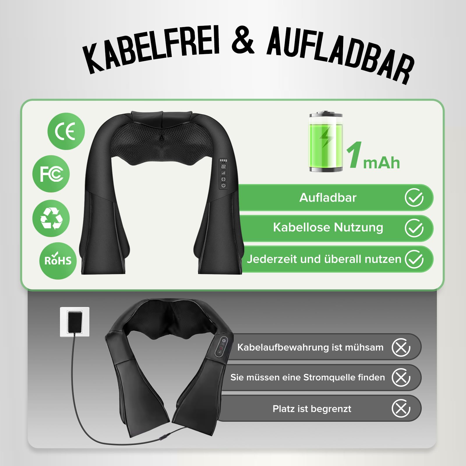 Massagegerät,AERLANG 2026 Kabellos Nackenmassagegerät mit Wärme,Shiatsu Massagegerät 3D Deep Massage,Geeignet zum Massieren von Nacken,Schultern, Rücken usw,Bestes Geschenk