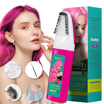 Pink Hair Dye Shampoo for Women Gray Hair,Haircare 4 in 1 Semi-Permanent Gray Hair Coverage,Champu Para Canas,Hair Color Shampoo for Women, Men Pink