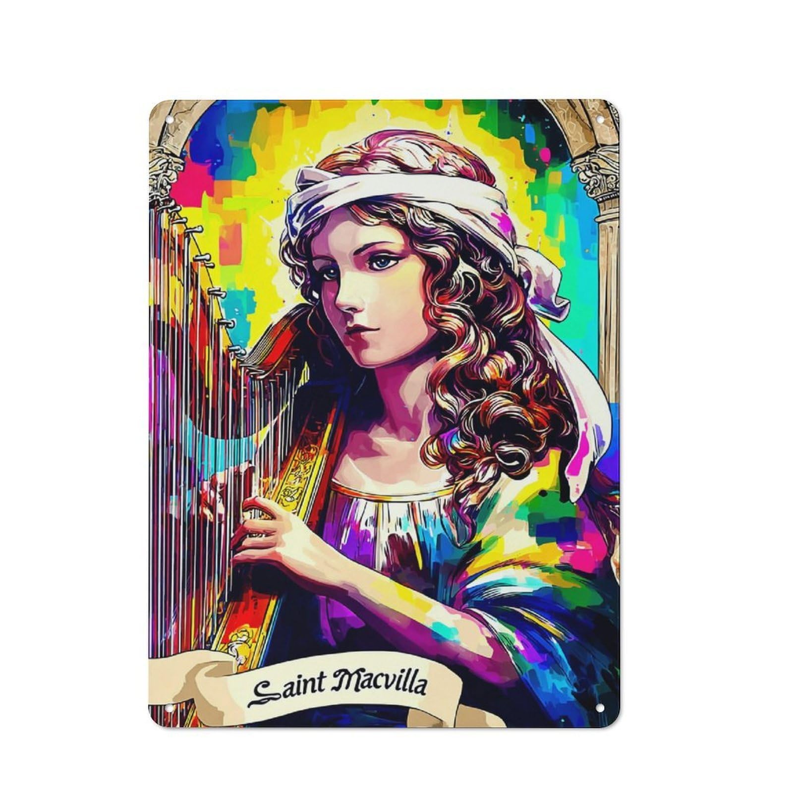 Junmoney Saint Macvilla Harp Of Heaven Retro Metal Sign 40X30cm For Living Room Or Hallway, For Updating Living Room And Hallway After Moving