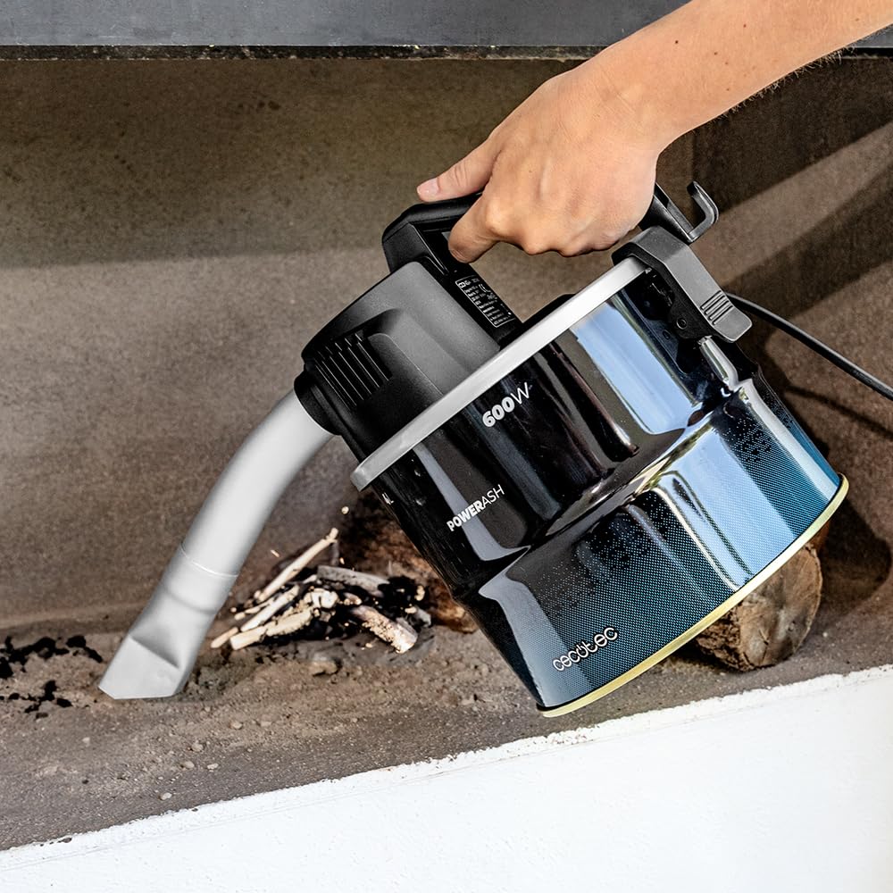 Cecotec Aspiradora de Cenizas Compacto Conga Ash 1000 Lite. 600W, Acabados Acero INOX, Tubo con Recubrimiento Metálico, Depósito de Acero Inoxidable de 4 litros, Filtro de Malla Metálica