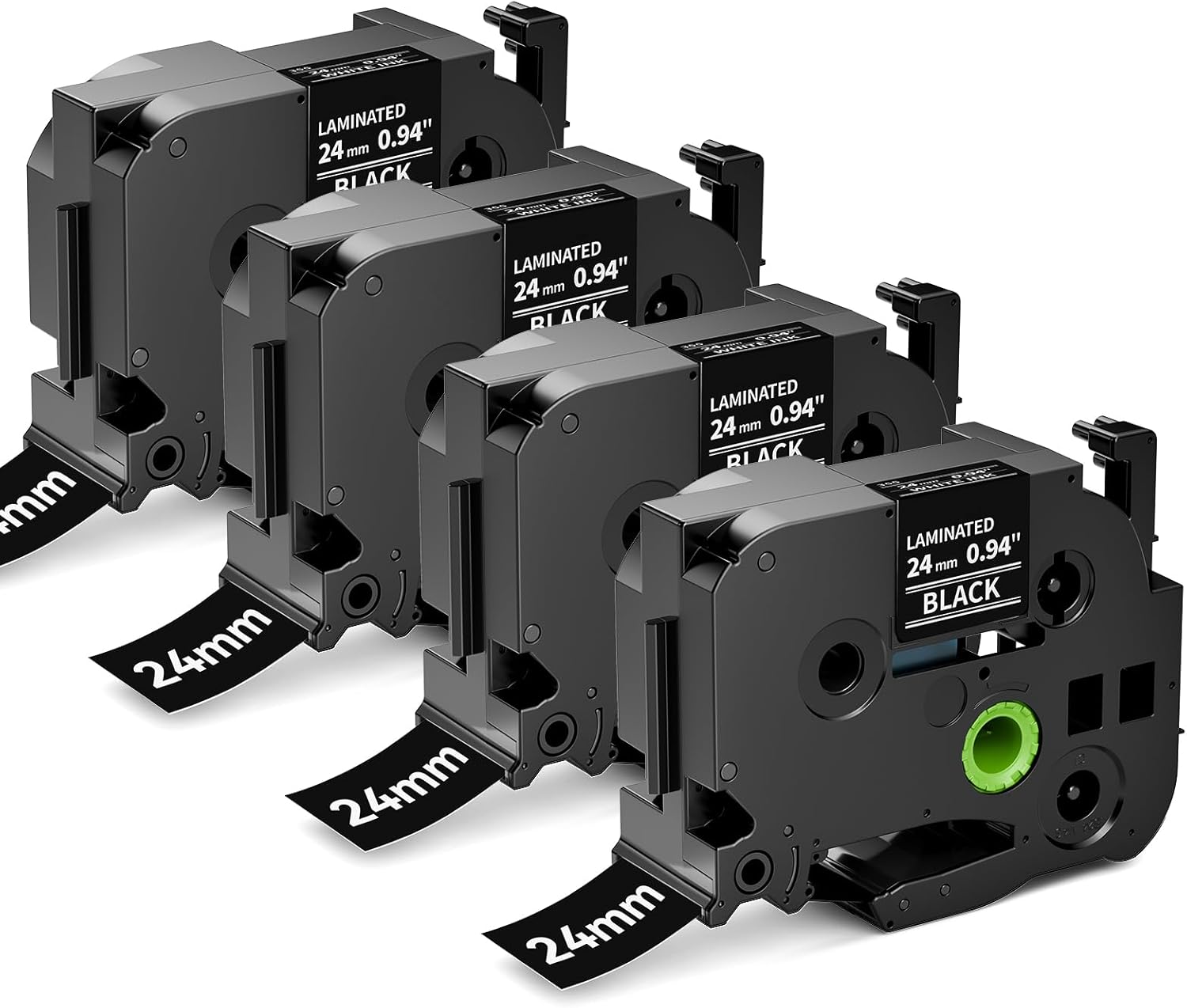 TZe-355 TZe355 Replacement for Brother TZe TZ Tape 24mm 0.94 Laminated P Touch Label Tape 1 Inch Black Label Maker Tape, Compatible with Brother PT-D600 PT-P700 PT-P710BT PT-P750W, 4-Pack