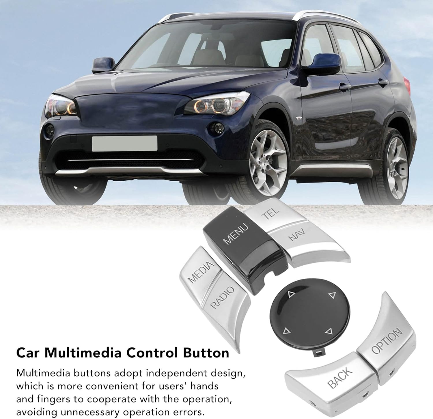 6Pcs Car Multimedia Control Button, Media Button Remote Control, Car Center Console Touch Knob Button Cover for E70 X5 2006‑2013 (Silver Plated)
