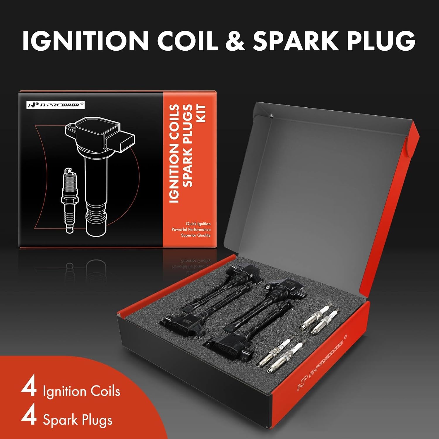A-Premium Set of 8 Ignition Coil Pack and Iridium Spark Plugs Compatible with Nissan Altima 2019-2021, Rogue 2021, 2.5L, Replace# 224486CA1A