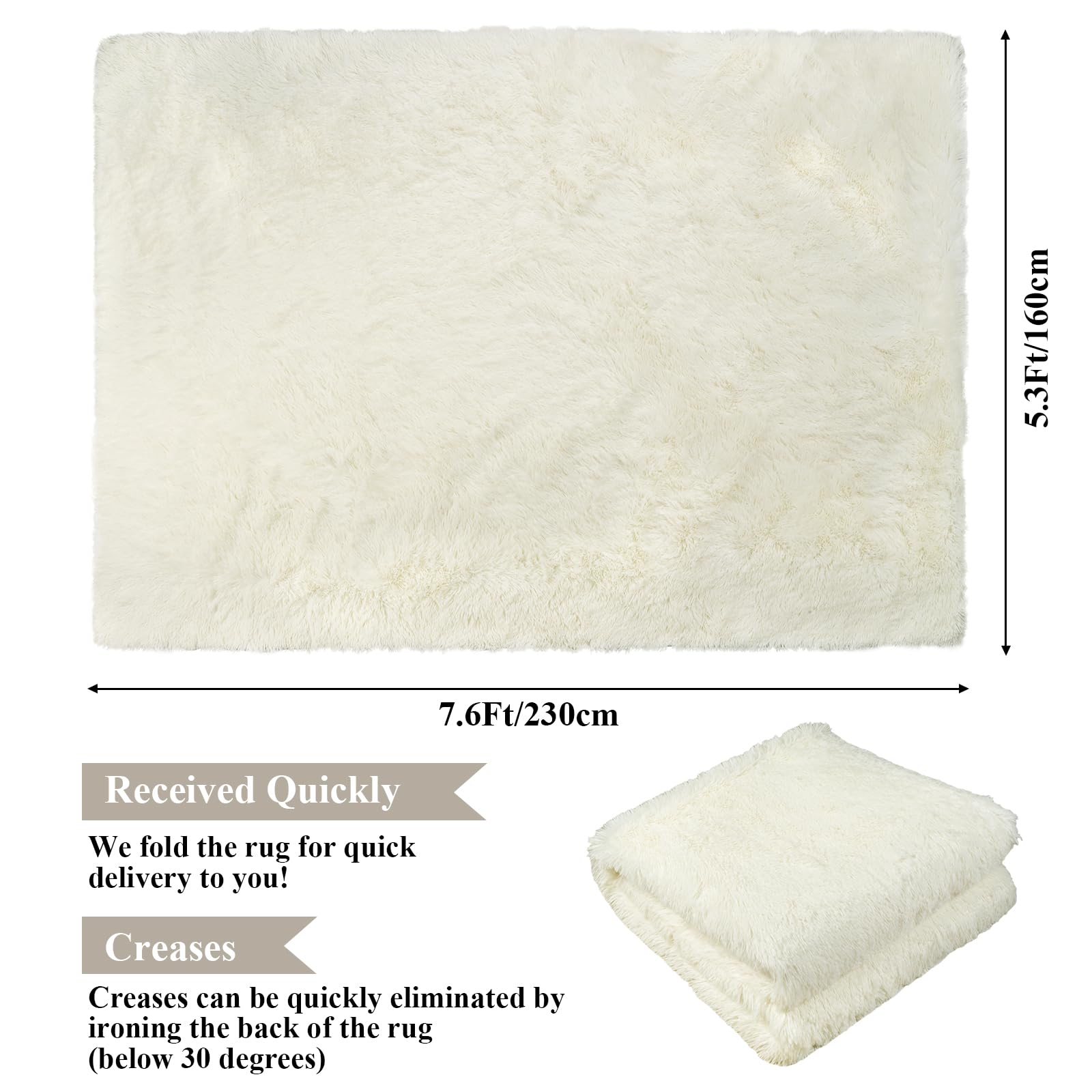 Homcomodar Hochflor Teppich Wohnzimmer Beige Teppich Wohnzimmer 200x300 Große Teppiche Anti-Rutsch Teppiche Kinderzimmer Schlafzimmer FlauschigerTeppich
