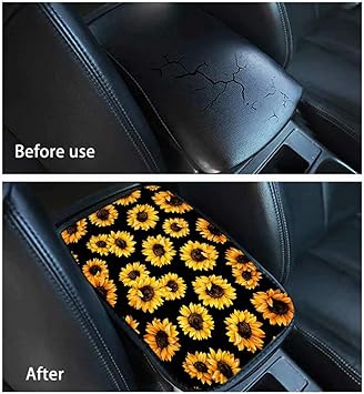 Amazon Advocator ブルーハワイアン ホワイトハイビスカスフラワー 車センターコンソールアームレストクッションカバーパッド 柔らかい表面 自動車内装アクセサリー ほとんどのセダン トラック Suv用 内装パーツ 車 バイク