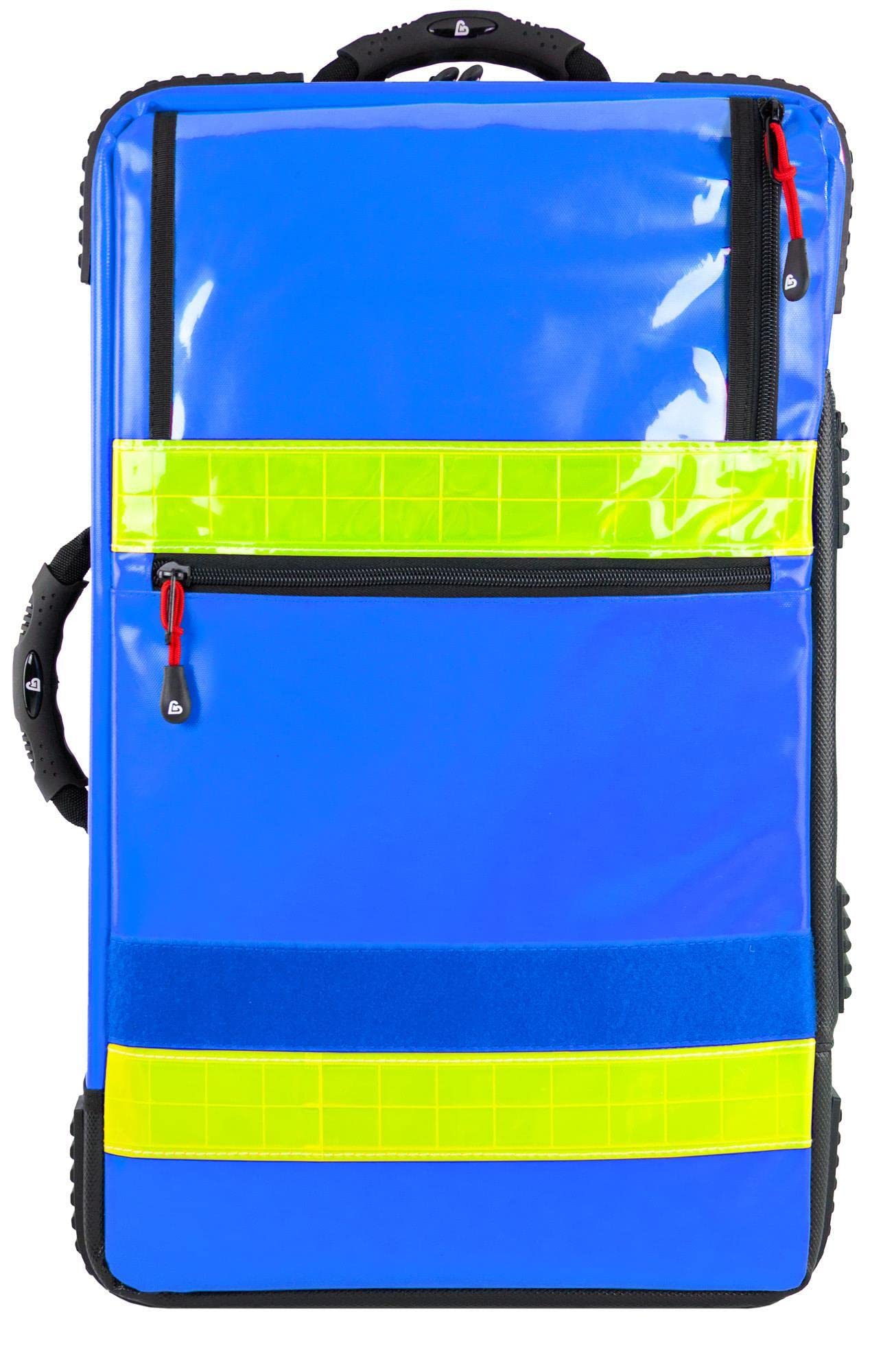 Team Impuls - Notfallrucksack - Premium X1 - blau - LEER - aus Plane - mit 7 Modulcontainern