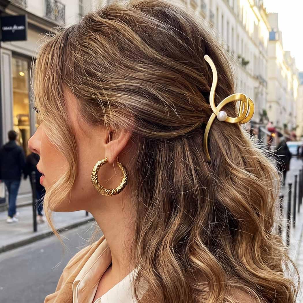 Fashey Metal Claw Clip Gold Hair Clips Large Hair Claws for Thick Fancy Hair Accessories for Women - Image 3