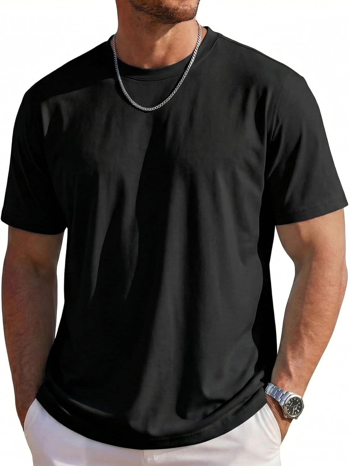 MAGCOMSEN Mens T-Shirts Short Sleeve UPF 80+ Sun Protection Lightweight Moisture Wicking Casual Crew Neck Basic Tees