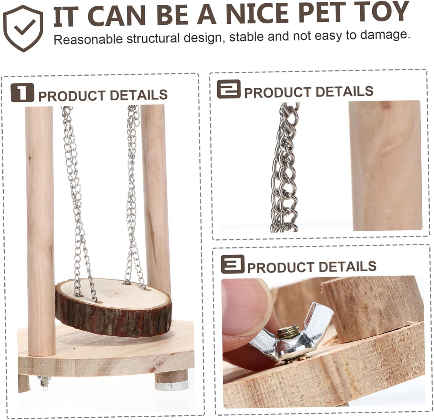 DIY Wooden Swing Toy for Hamster Guinea Pig Parrot Small Animals Comfortable Exercise Swing