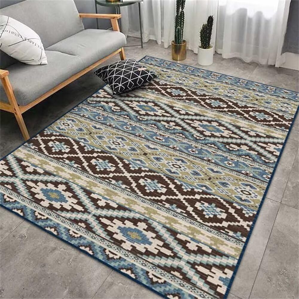 Tapis de cuisine lavable et antidérapant gris-bleu pour chambre et salon