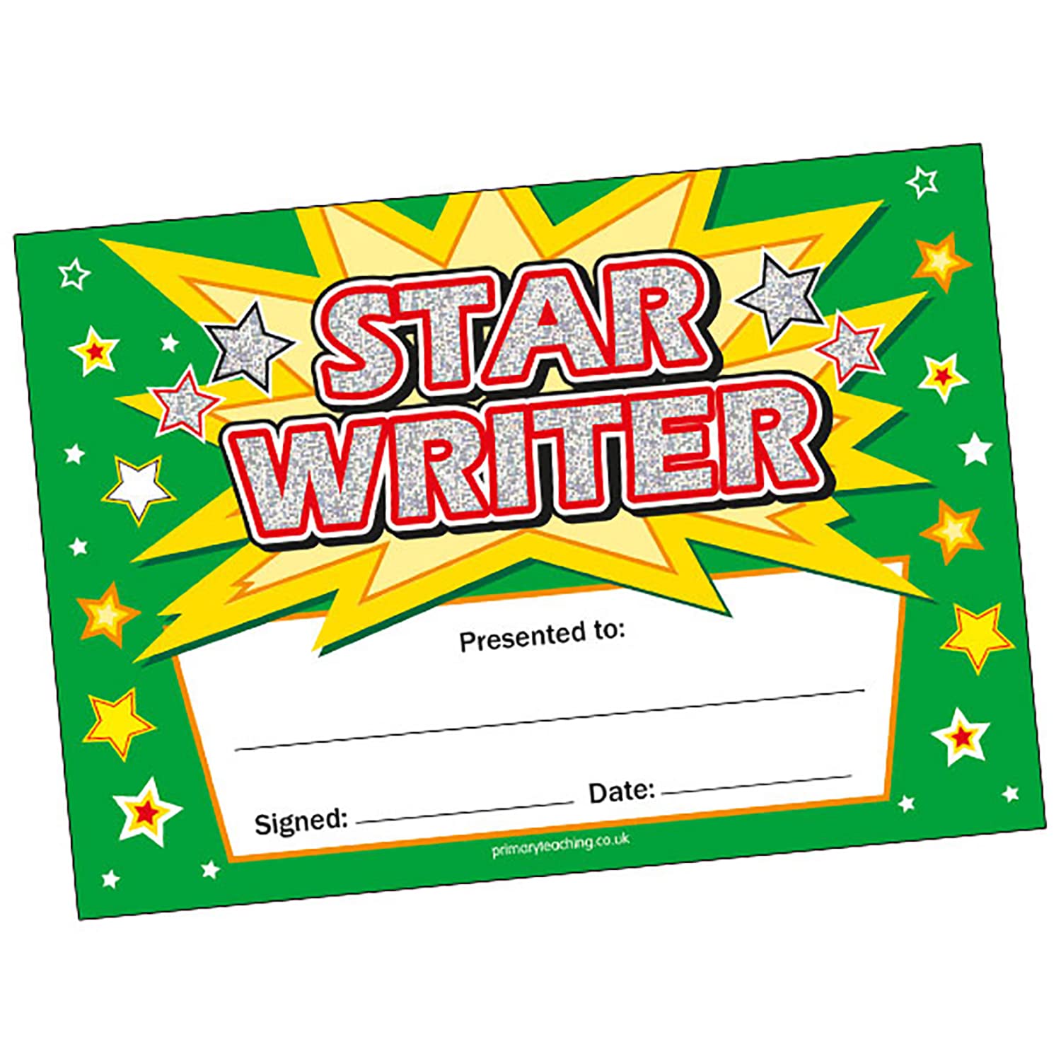 20 Holographic Star Writer School Certificates A5 Primary Teaching Services