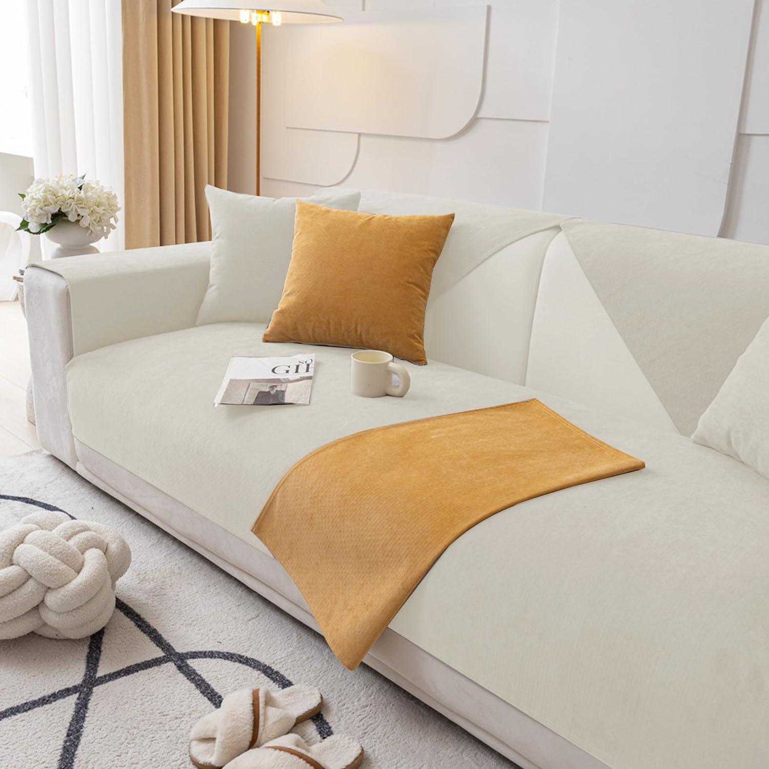 Housse de canapé imperméable 1 à 4 places avec accoudoirs pour protection antidérapante de salon