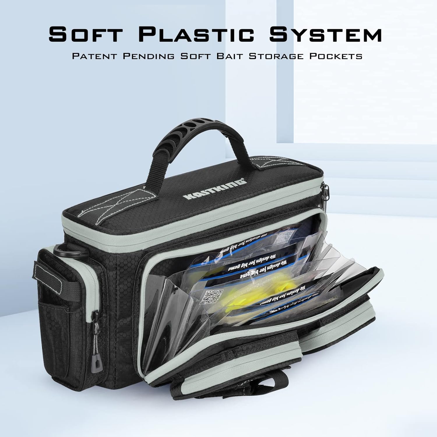 KastKing Bait Boss Fishing Tackle Bag, Soft Plastic Bait System & Water-resistant Material, Accordion Style Soft Plastic Storage, 420D Nylon, Water Resistant, Fanny Pack, Removeable Shoulder Strap : Sports & Outdoors