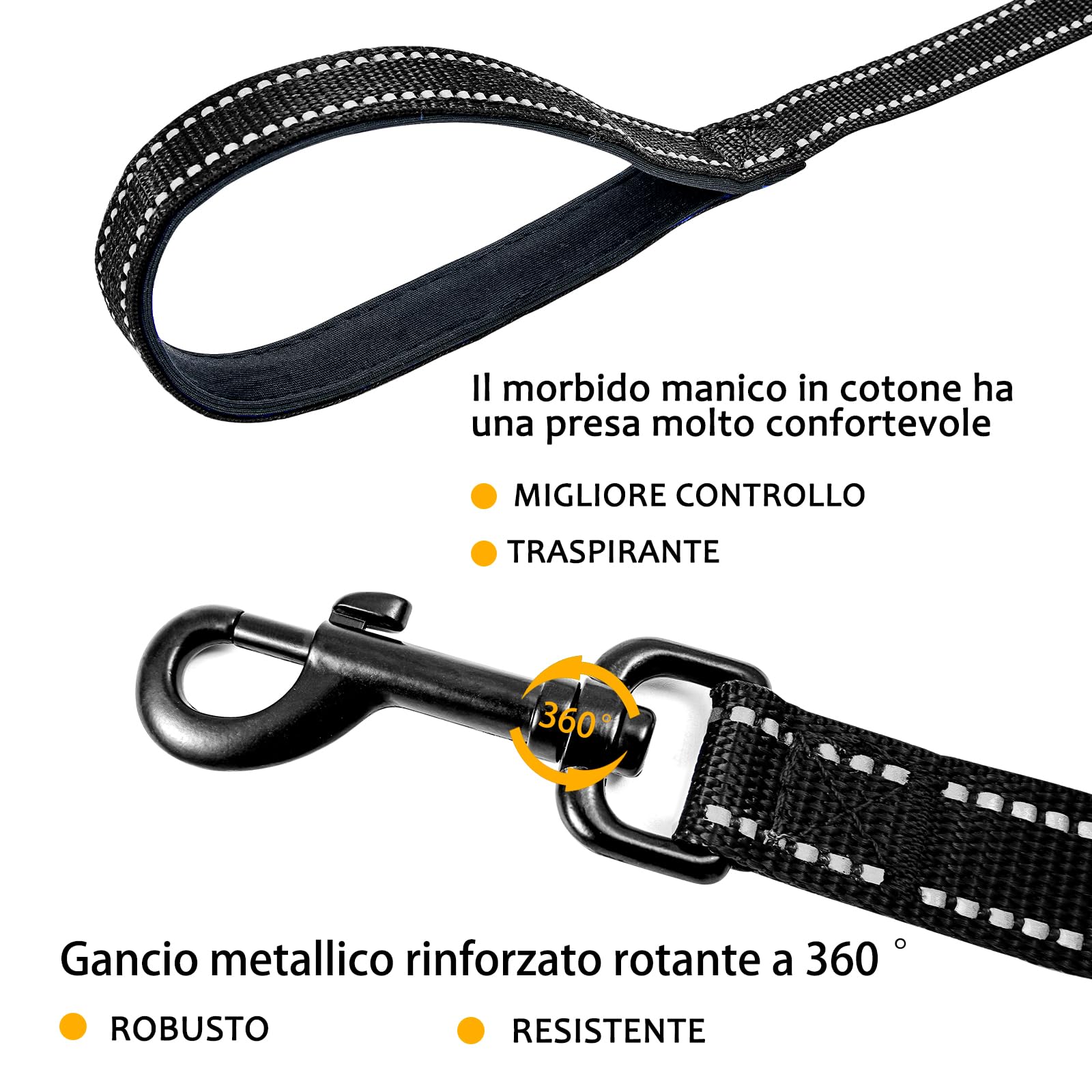 COMSLE Guinzaglio Addestramento per Cani, Lunghina per Cane Cani 3 metri / 5 metri / 10 metri / 15metri / 20metri con Gancio Robusto e Manico Imbotita, Guinzaglio per Cani Piccola e Taglia Grande
