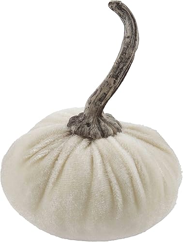 Mud Pie Relleno de jarrón de calabaza de terciopelo, 4 14" x 4" de diámetro, blanco