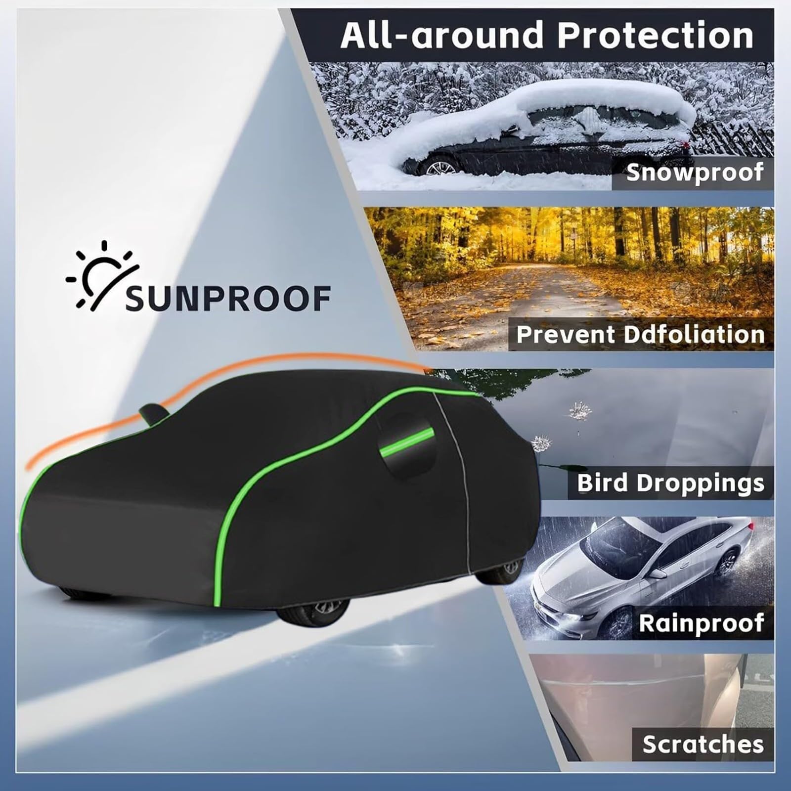 Autoabdeckung Wasserdicht Für Kia Picanto 2011-2023, Autoplane Vollgarage Auto Abdeckplane Winter Sommer Allwetterschutz Outdoor Abdeckung mit Reißverschluss