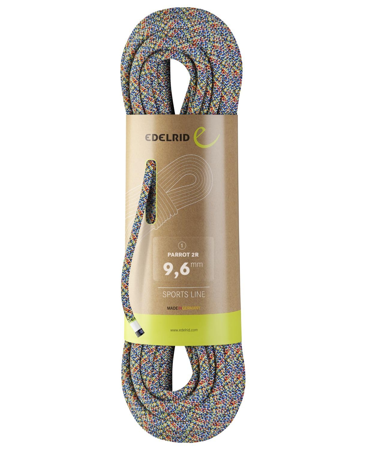 Edelrid Multi-Coloured Parrot 2R Climbing Rope 9.6 Mm (Dynamic Sports Climbing Rope), Size: 80 Metres