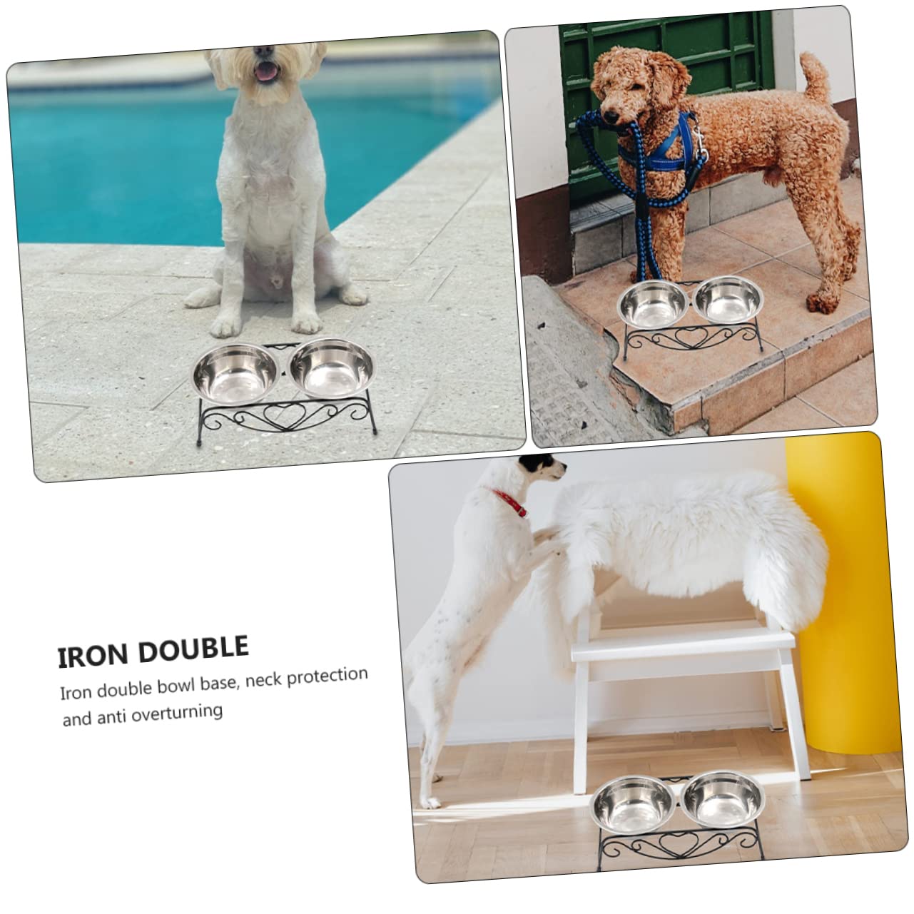 Toddmomy 1Set Stainless Steel Elevated Pet Bowls with Raised Stand Non Slip Dog and Cat Dishes for Comfortable Eating and Drinking Durable Iron Base for Long Term Use
