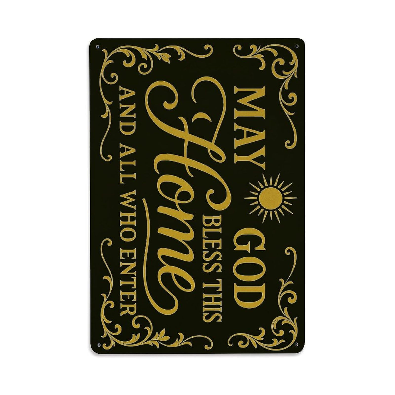 Jdfenggu Vintage May God Bless This Home And All Who Enter Retro Metal Tin Sign, Decor Art Poster For Bar, Home, Man Cave, Kitchen, Laundry Room Gift 8X12inch