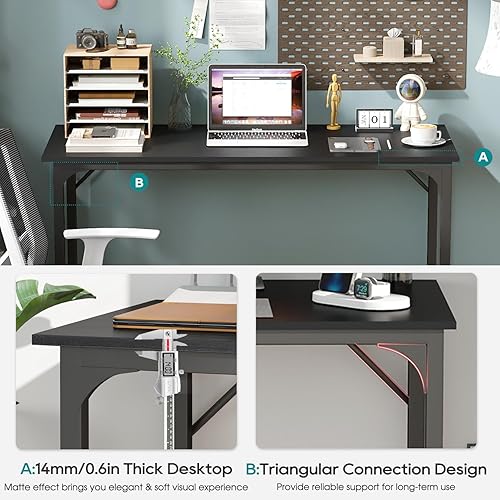 Miniatura 4 de BestOffice Escritorio para computadora, escritorio de oficina en casa, estilo moderno y simple para oficina en casa, estudio y escritura (negro, 39