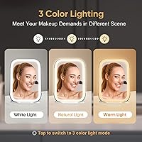 Vista 76 de FUNTOUCH - Espejo de maquillaje de viaje, recargable, con 72 luces LED, portátil, 3 modos de iluminación, pantalla táctil regulable, de tocador