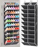 UVIAHOMI 40 Sur la porte Organisateur Grande Poche de Mesh Poignée Rack de chaussure suspendu pour placard (Noir)