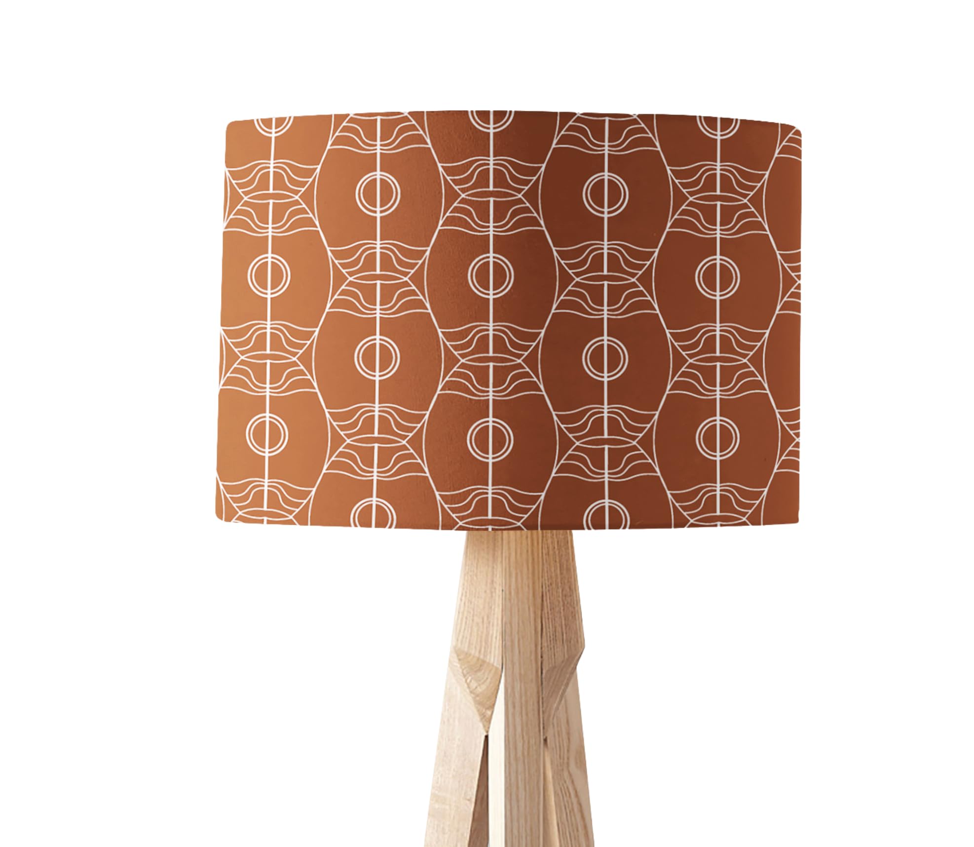 Rust Lampshade with White Art Nouveau Design, Ceiling Light Shade or Table Lamp