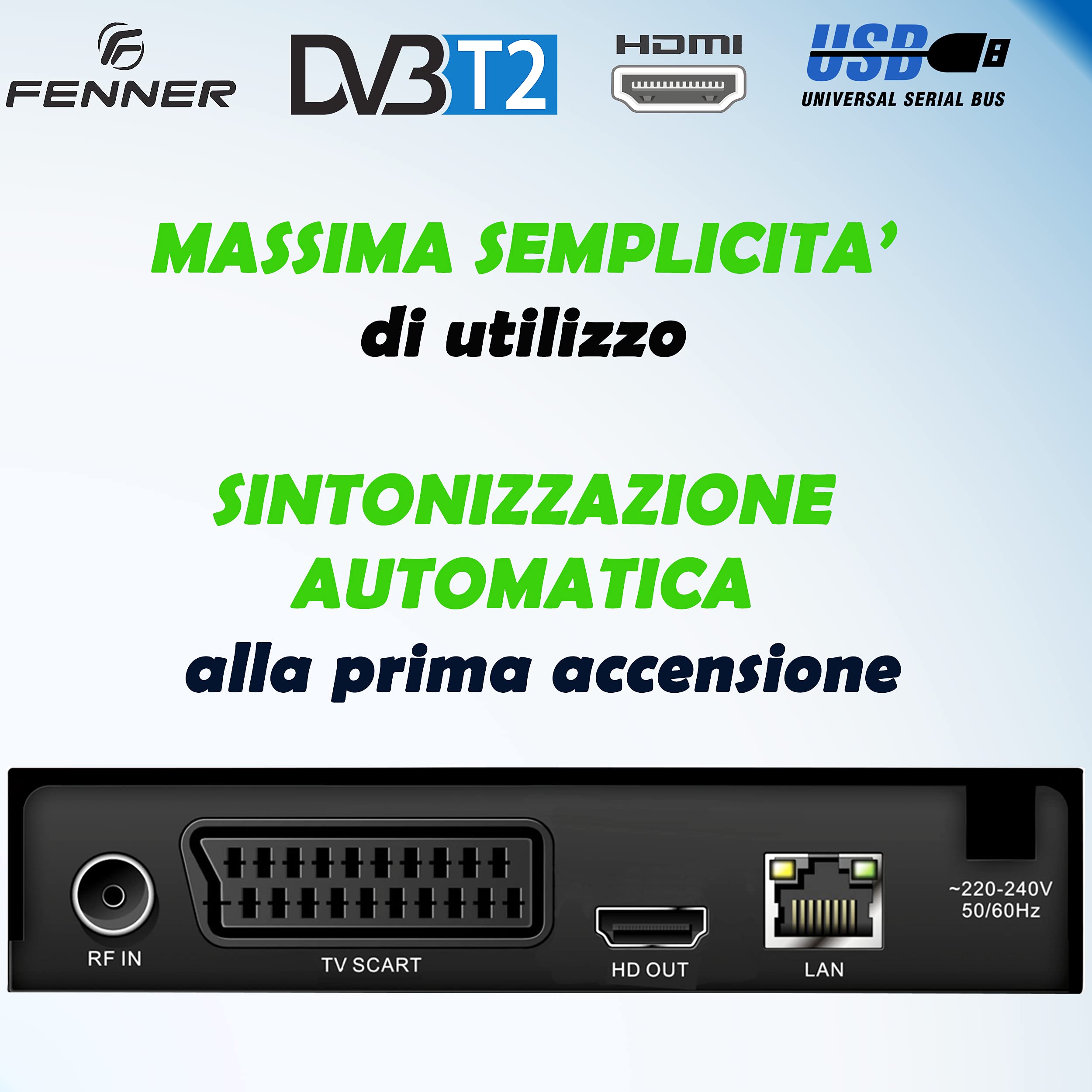 Decoder DVB-T2 HD 1080p SINTONIZZAZIONE AUTOMATICA Decoder Digitale terrestre 2024 HDMI HEVC Main 10 Bit H265 riceve TUTTI i canali gratuiti DOLBY-DIGITAL+ (GX1 (Senza Tasti sul display))