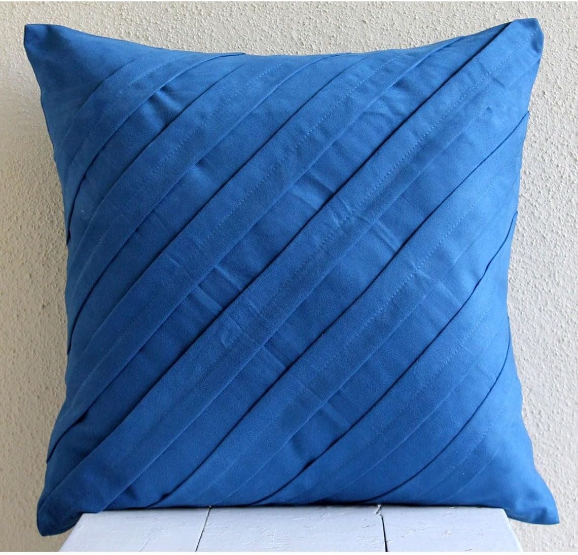 ザ ホームセントリック クッションカバー フェイクスエード 2個パック、55x55 cm 青 - Contemporary Blue