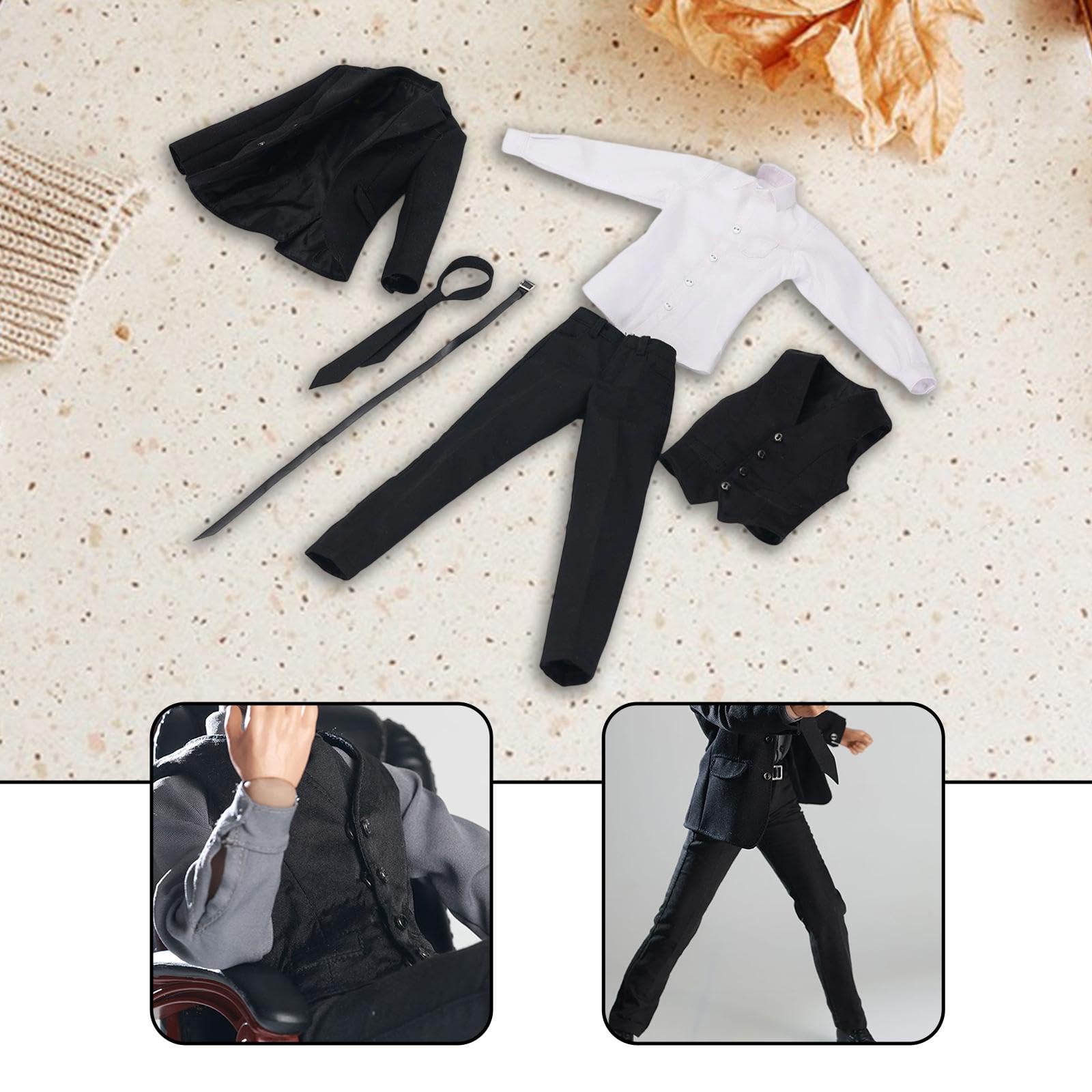 Oshhni 1/6 Figuren Herrenanzug Mini-Kleidung Anziehpuppen Realistische leichte Puppenkleidung Uniform für 12 Zoll männliche Figuren Körperzubehör