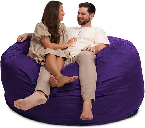 ULTIMATE SACK 6000 (6 pies) Funda para silla puff en varios colores solo funda (6000, gamuza morada)