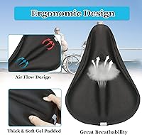 Vista 4 de Funda de Asiento de Bicicleta de Gel Acolchada Cubiertas de Sillín de Bicicleta para Mujeres y Hombres, Funda de Cojín de Asiento de Bicicleta