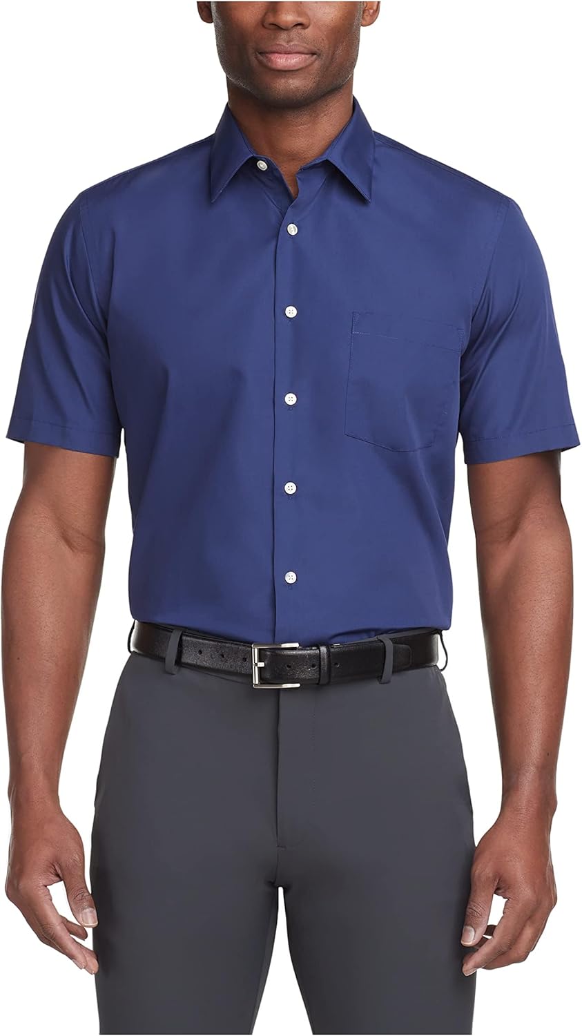 Van Heusen Men's Short Sleeve Dress Shirt Regular Fit Poplin Solid - Image 3