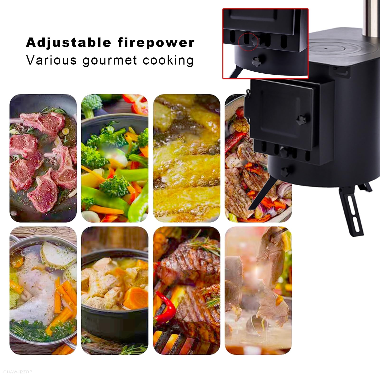 Estufa de Lena para casa, Cocina de Leña，con Paneles Laterales extendidos y Marcos de Patas Plegables, for cocinar al Aire Libre, Acampar, Hacer Picnic, Barbacoa, Viajar, Sobrevivir (Size :